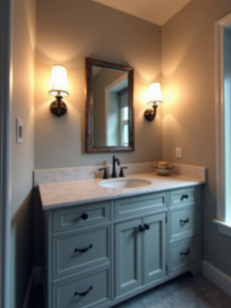 Bathroom vanity with dimmable sconces, demonstrating mood lighting magic and creating a relaxing ambiance.