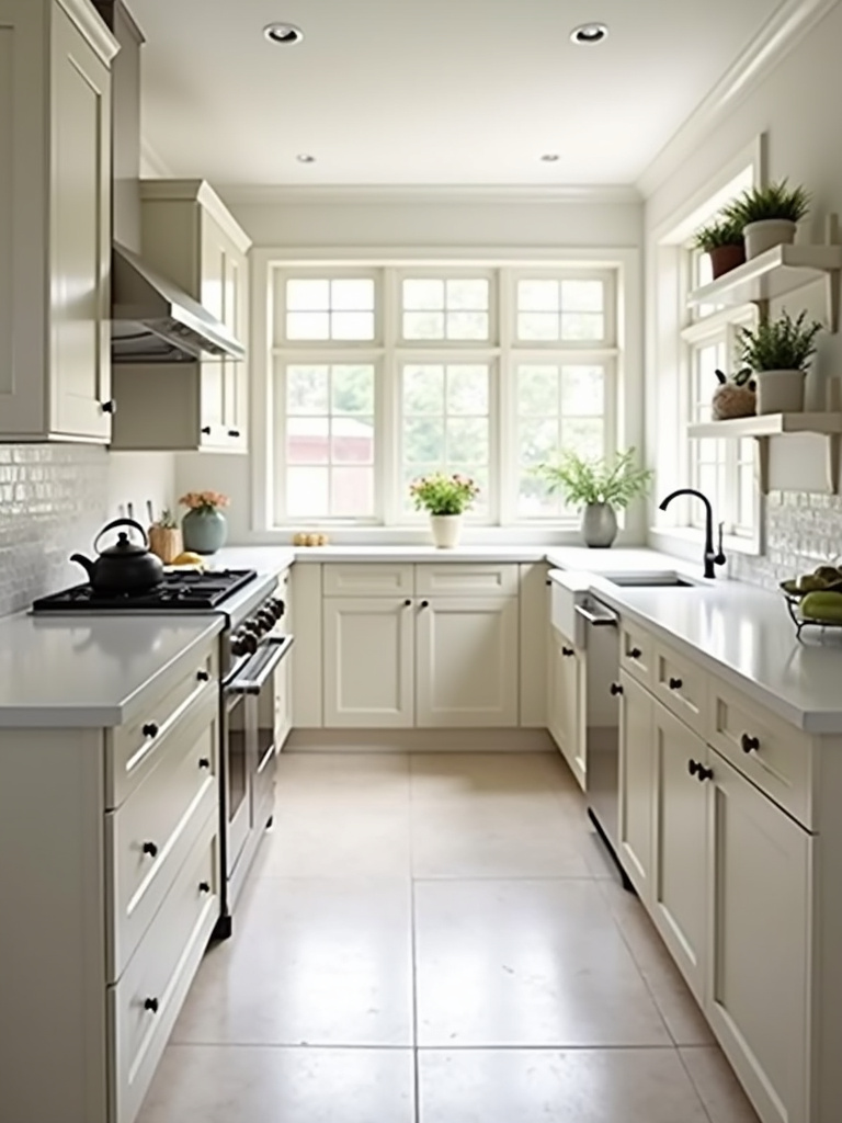 Timeless traditional kitchen design blending classic elements with modern appliances and natural light.
