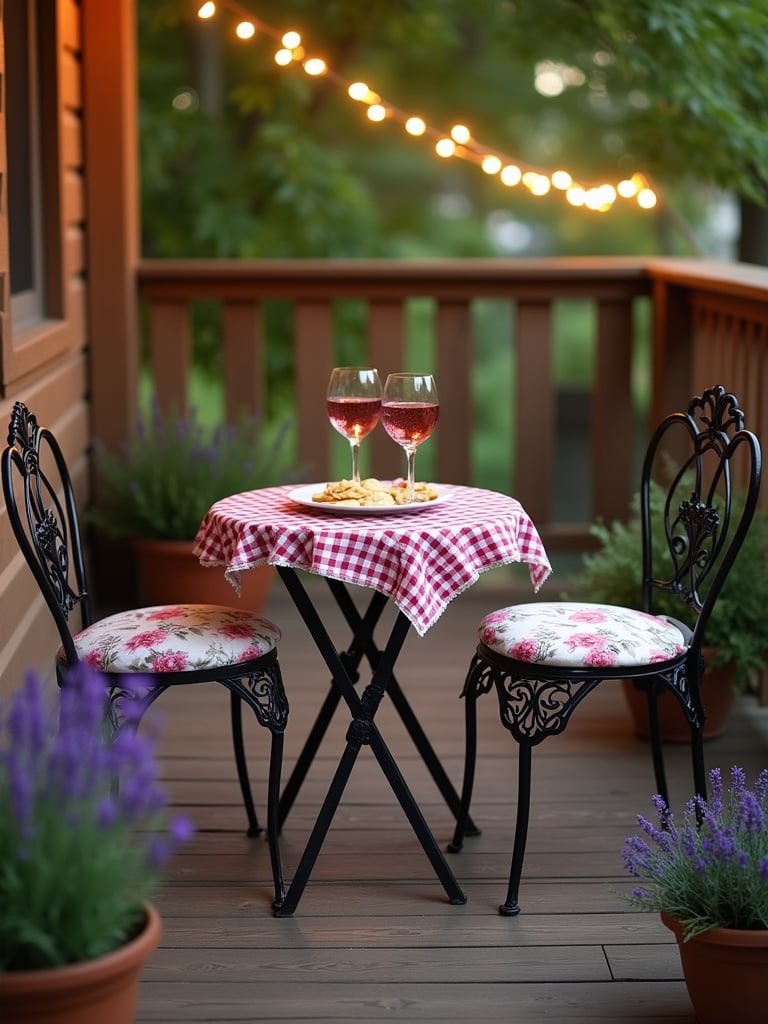 Charming bistro set on a deck, creating an intimate dining nook