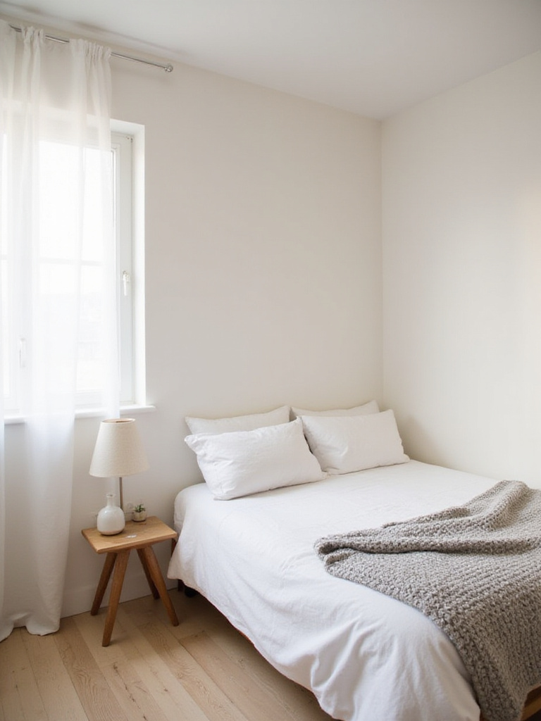 Minimalist bedroom design with neutral color palette and natural light