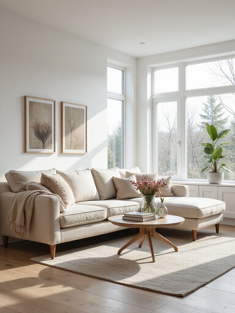 Comfortable and stylish sectional sofa in a bright and airy living room