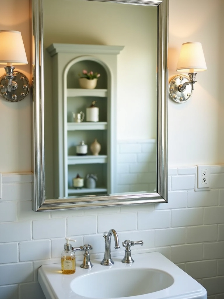 Vintage bathroom remodel featuring a classic mirrored medicine cabinet