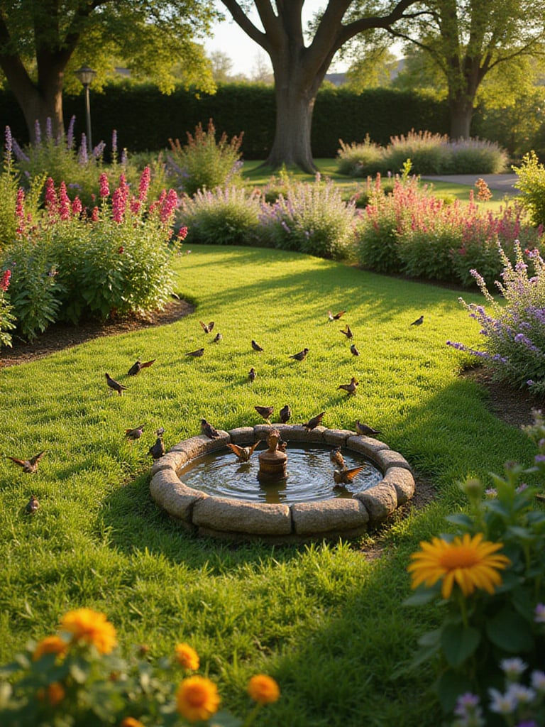 Lawn garden teeming with native plants, butterflies, and birds