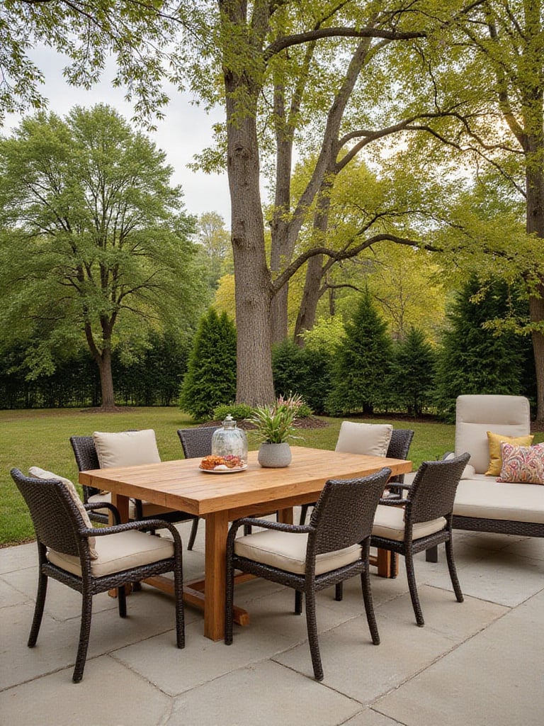 Durable and stylish weather-resistant outdoor furniture in a backyard oasis
