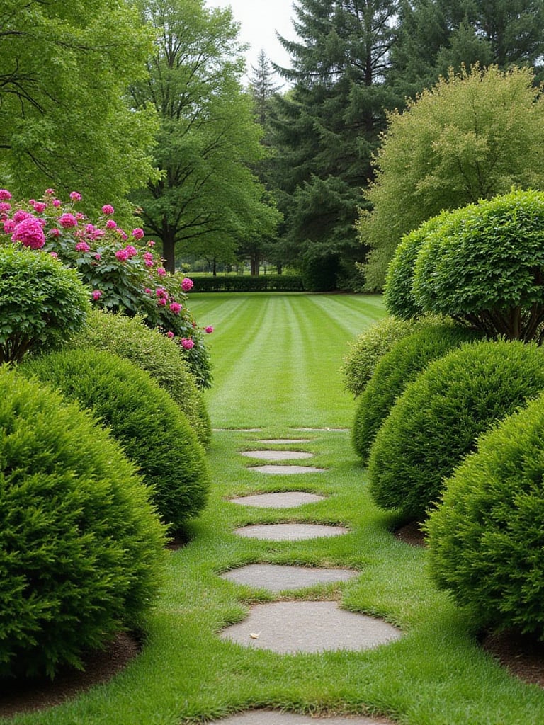 Lawn garden featuring a variety of shrubs for structure and beauty.