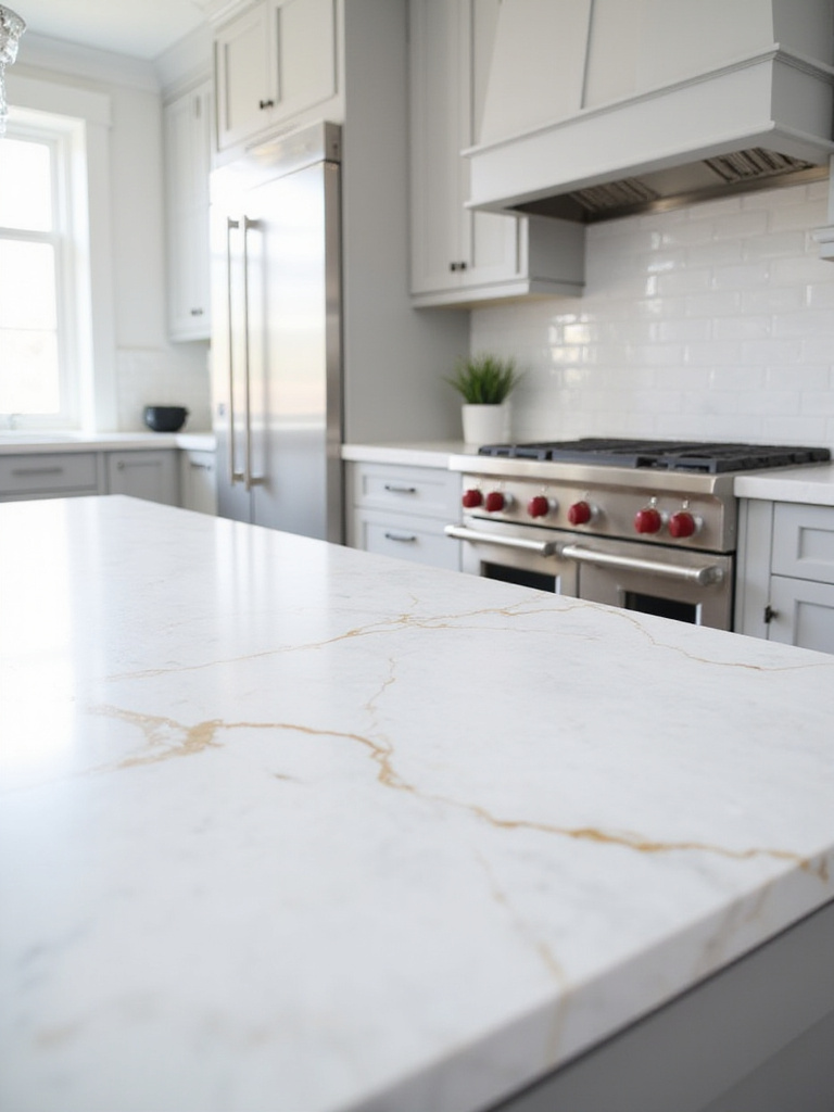Luxurious kitchen with Calacatta marble countertops