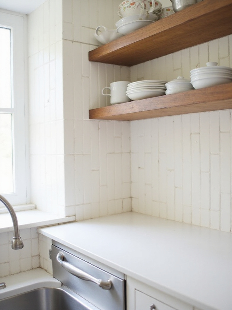 Farmhouse kitchen backsplash with vertical subway tile