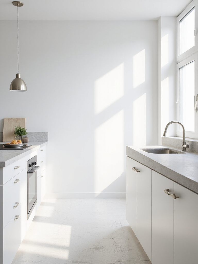 Modern minimalist kitchen with clean lines and clutter-free counters