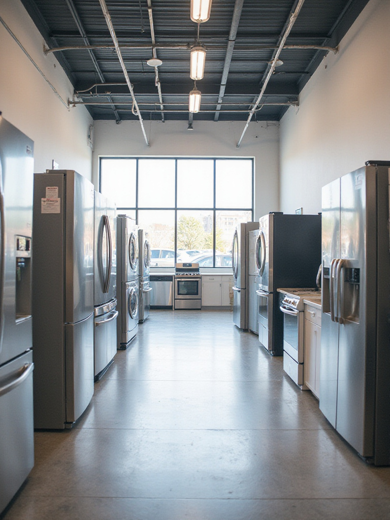 Appliance outlet store with discounted refrigerators, ovens, and dishwashers