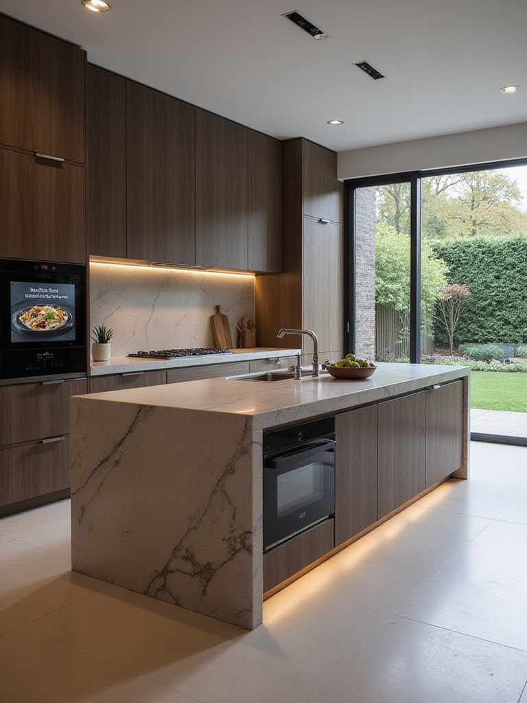 Luxury kitchen featuring smart appliances and integrated technology.