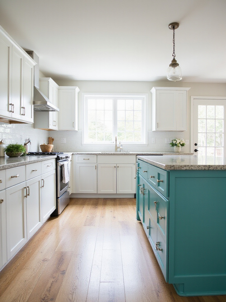 Teal Kitchen Island in a Modern Kitchen