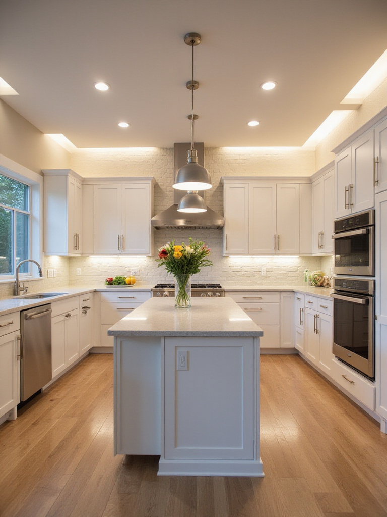 Budget-friendly kitchen lighting ideas: pendant lights, track lighting, and under-cabinet LEDs.