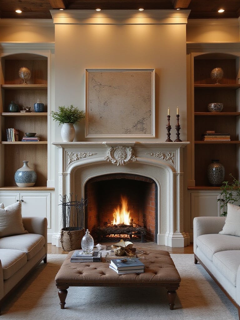 Living room with a fireplace serving as a focal point