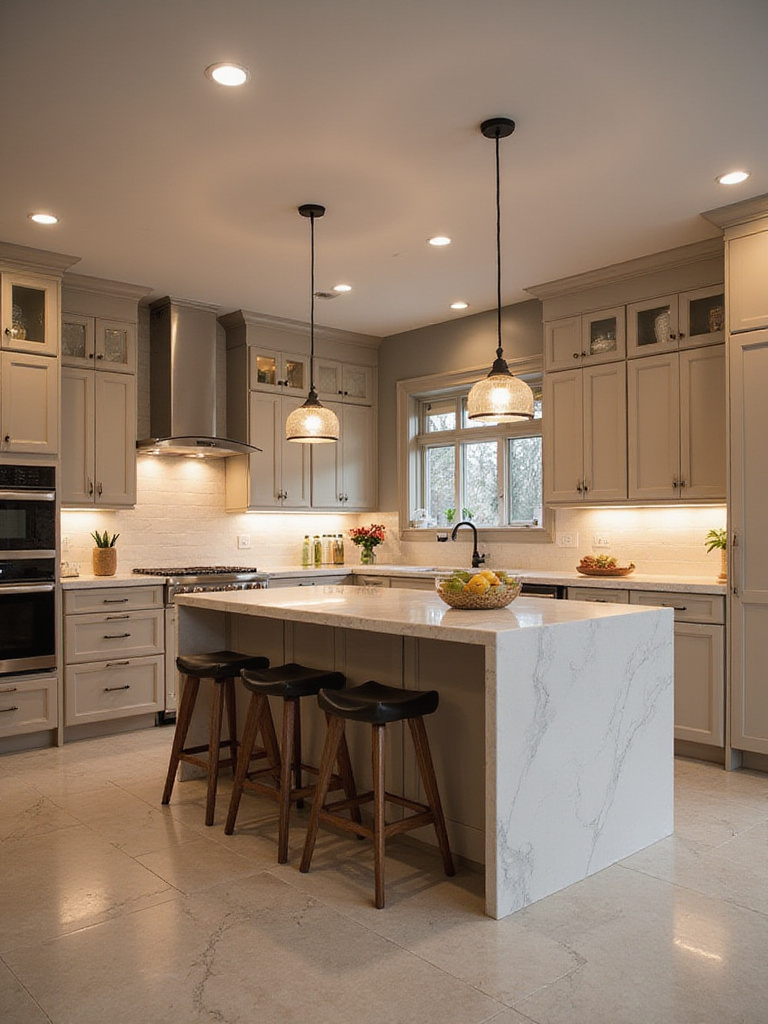 Modern kitchen interior with open layout and elegant design elements