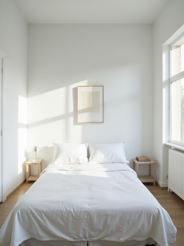 Clean and minimalist small bedroom showcasing the benefits of decluttering.