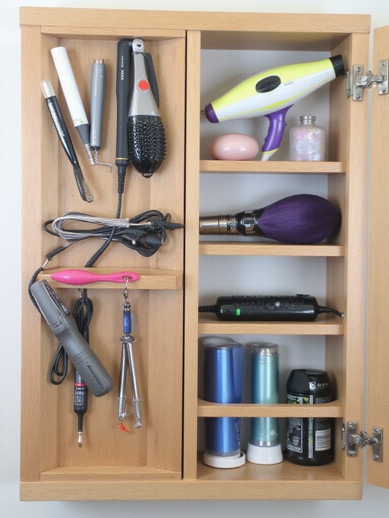 Dedicated Cabinet for Hair Tools: Organized Styling Station