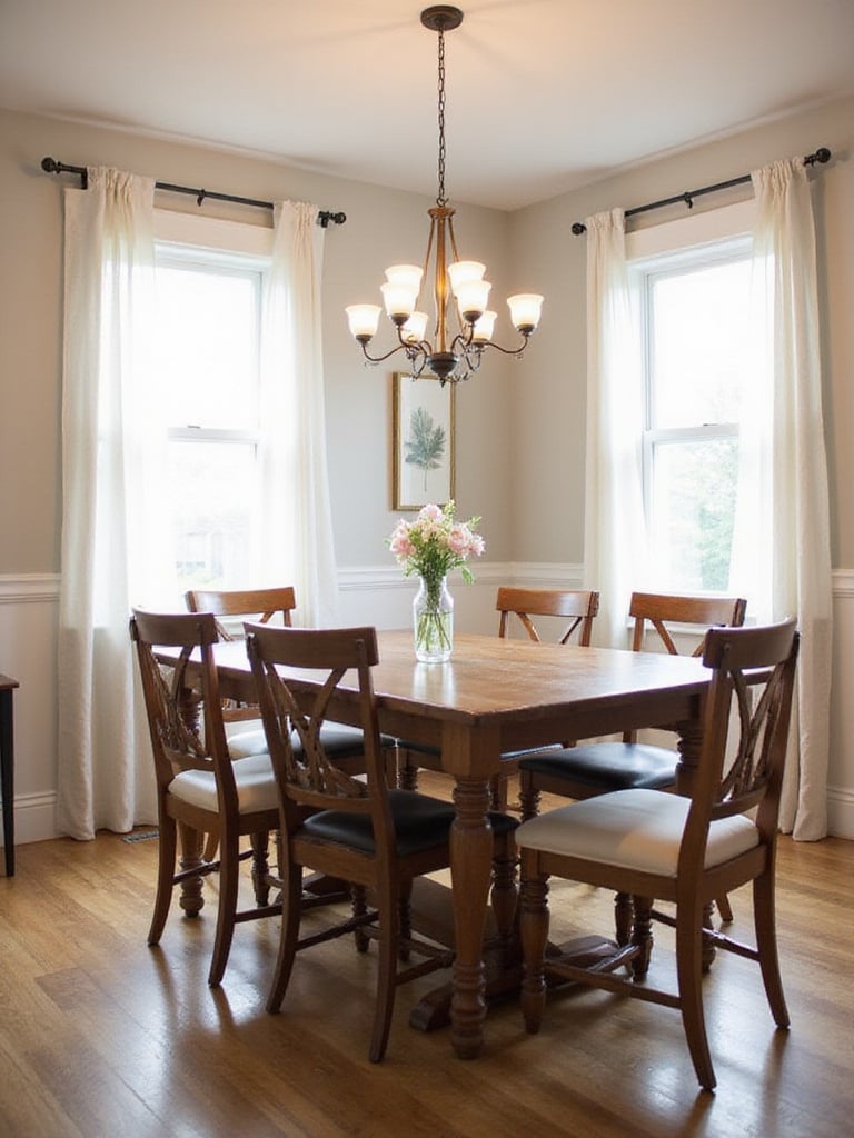 Comfortable and stylish dining chairs arranged around a wooden dining table.