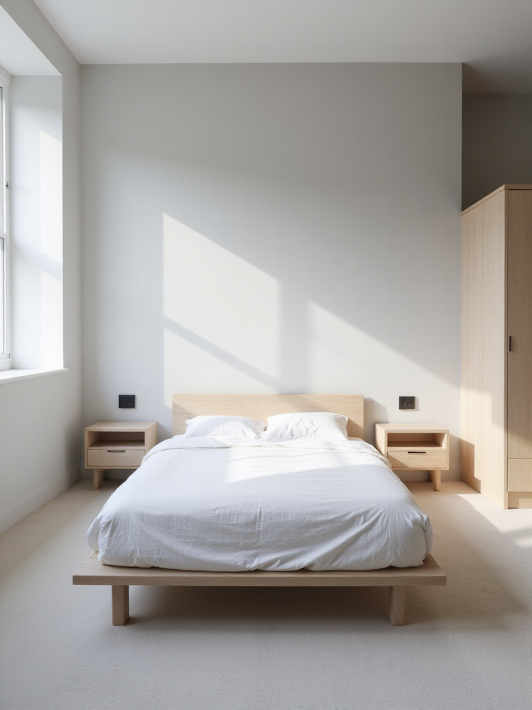 Small bedroom featuring narrow profile furniture to maximize space.