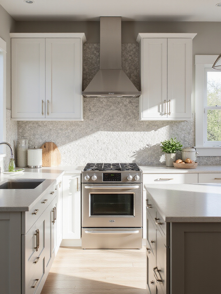 Modern kitchen showcasing hexagon tiles in a stylish backsplash.