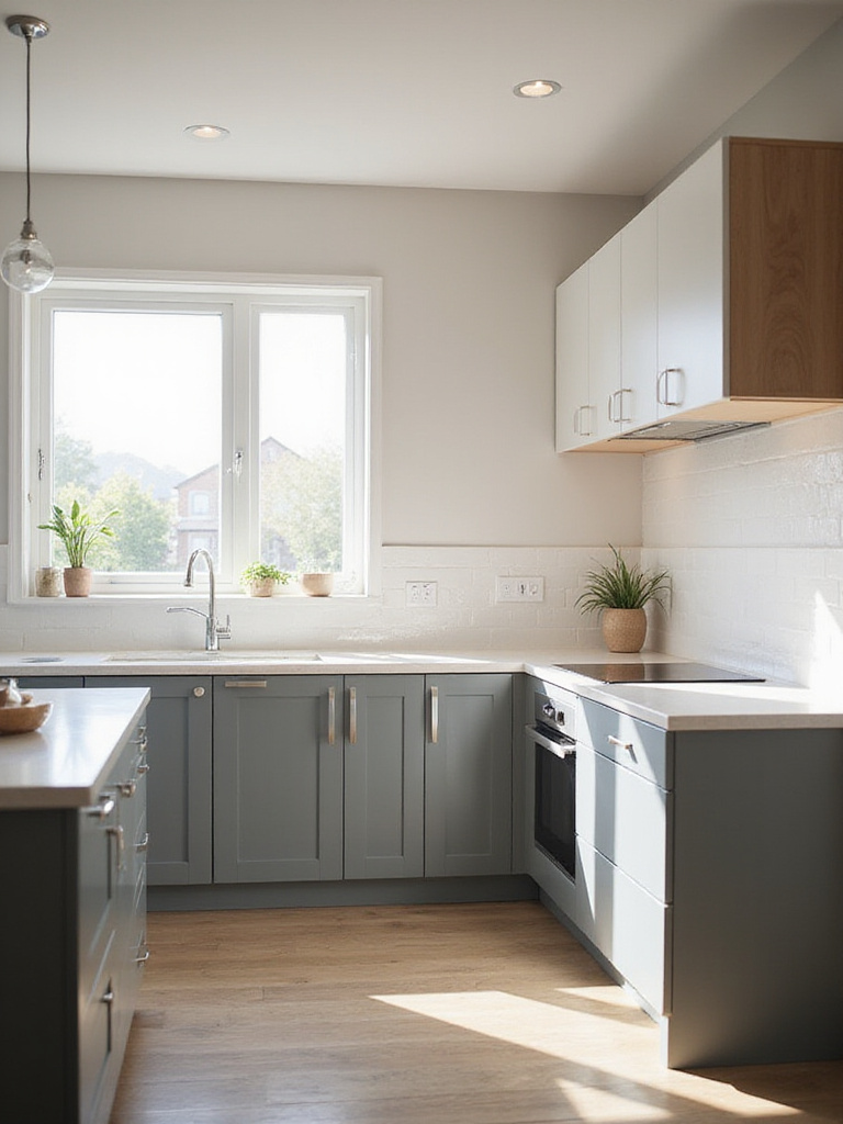 A beautifully balanced kitchen showcasing upper and lower cabinet proportions.