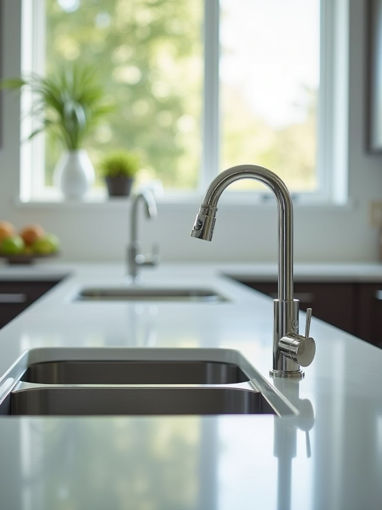 Modern touchless faucet in a stylish kitchen setting