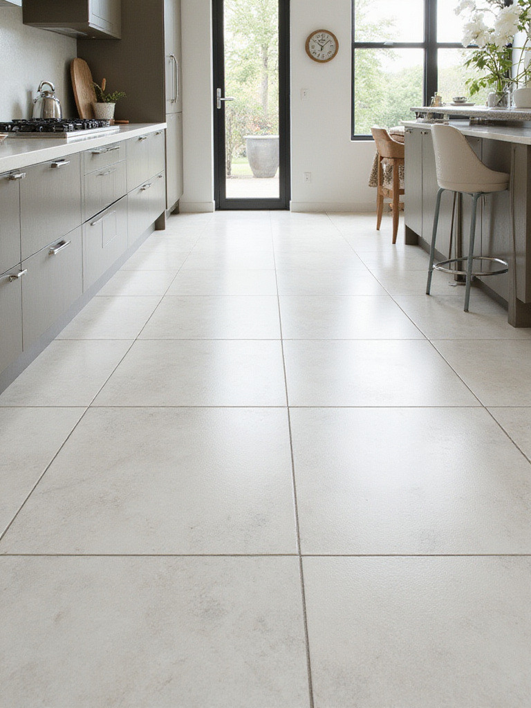 Modern kitchen with easy-clean porcelain tiles