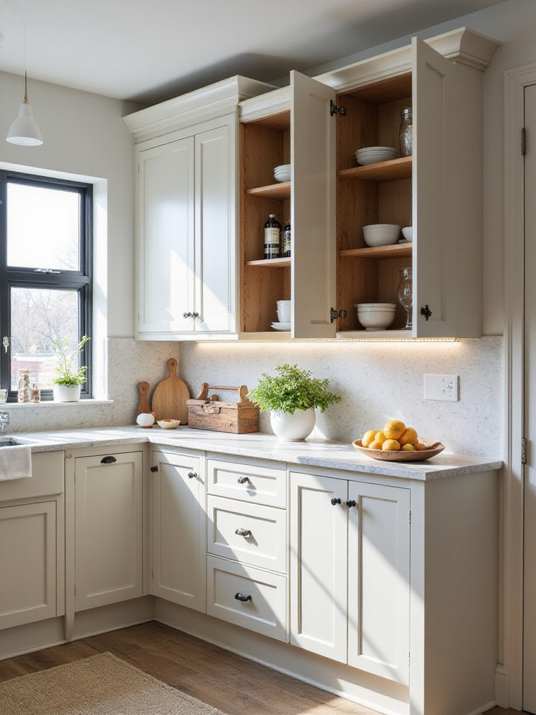 A beautifully designed kitchen showcasing smart cabinet design with high-quality materials and organized interiors.