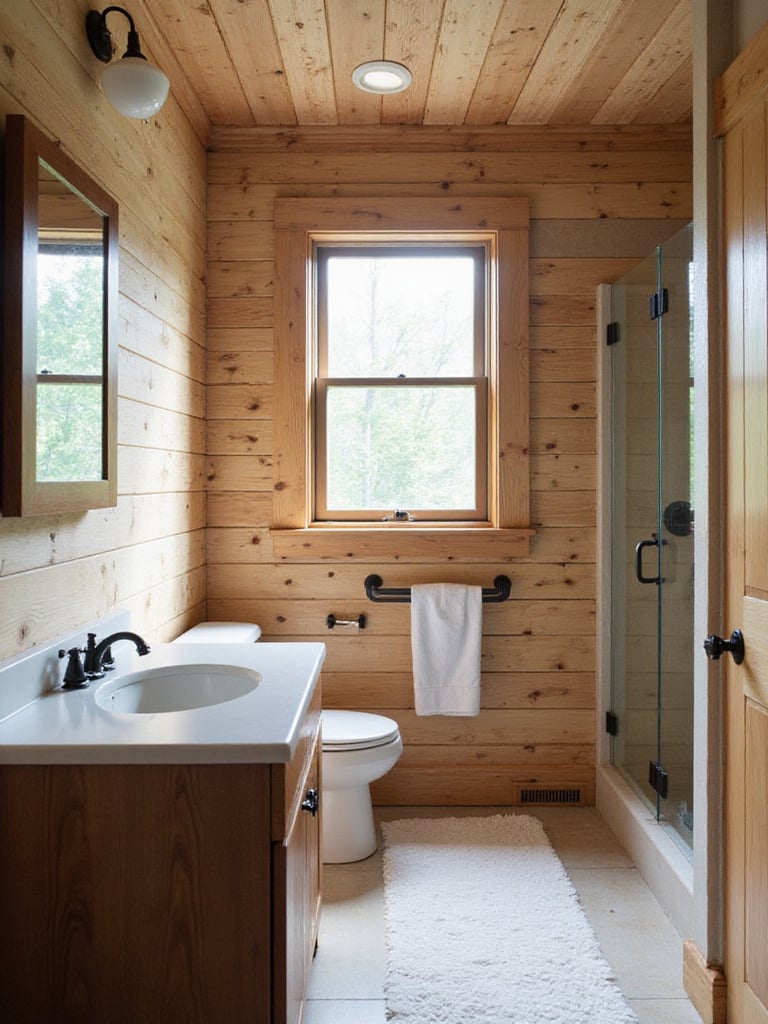 Rustic bathroom with shiplap walls