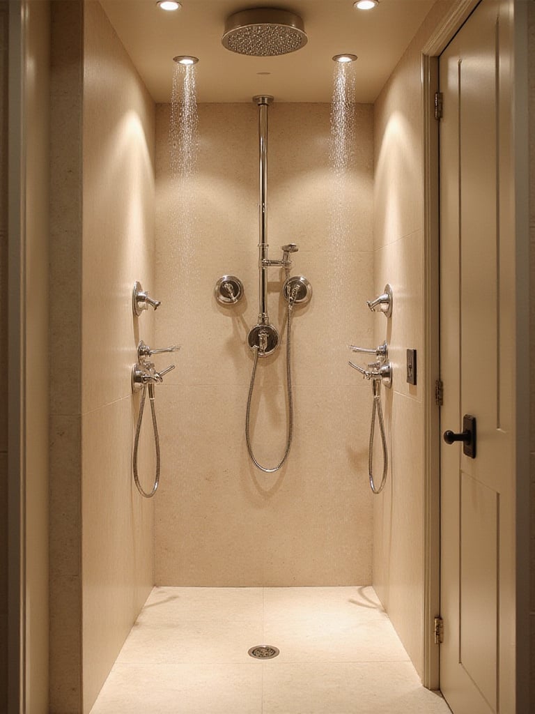 Luxurious bathroom shower with body jets