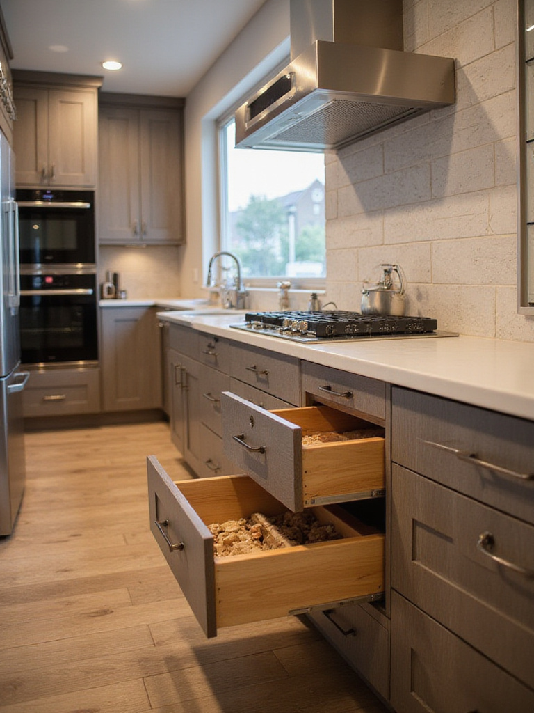 Modern kitchen with custom cabinetry and optimized storage solutions