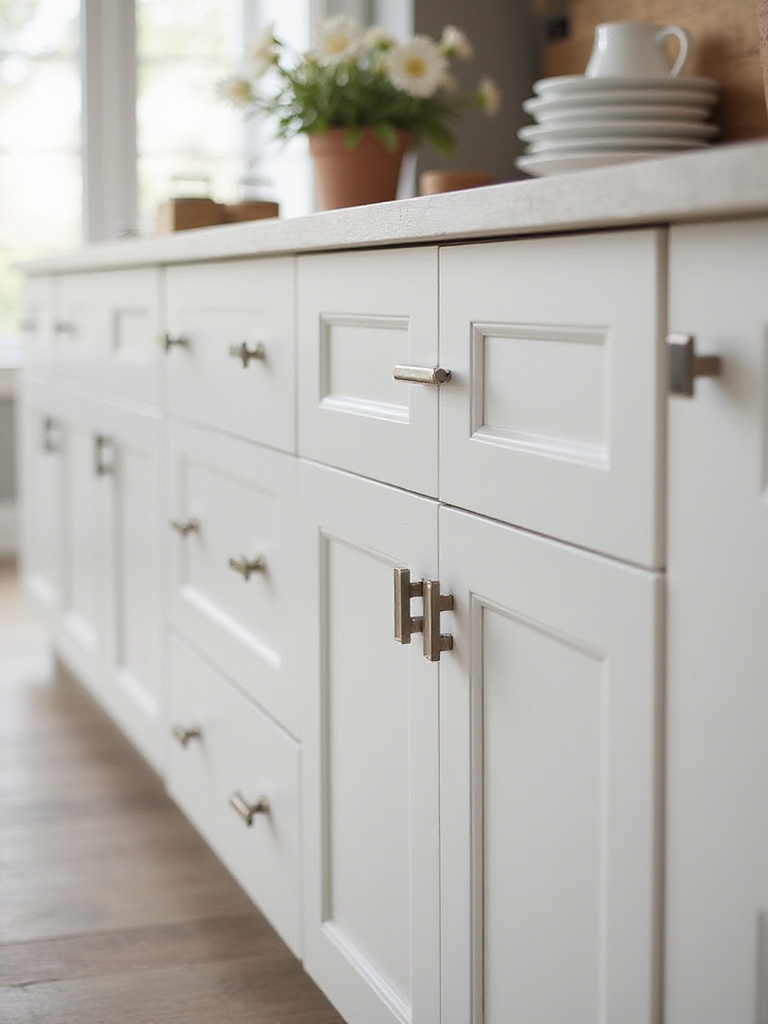 Modern kitchen cabinet with newly installed hardware showcasing a fresh look