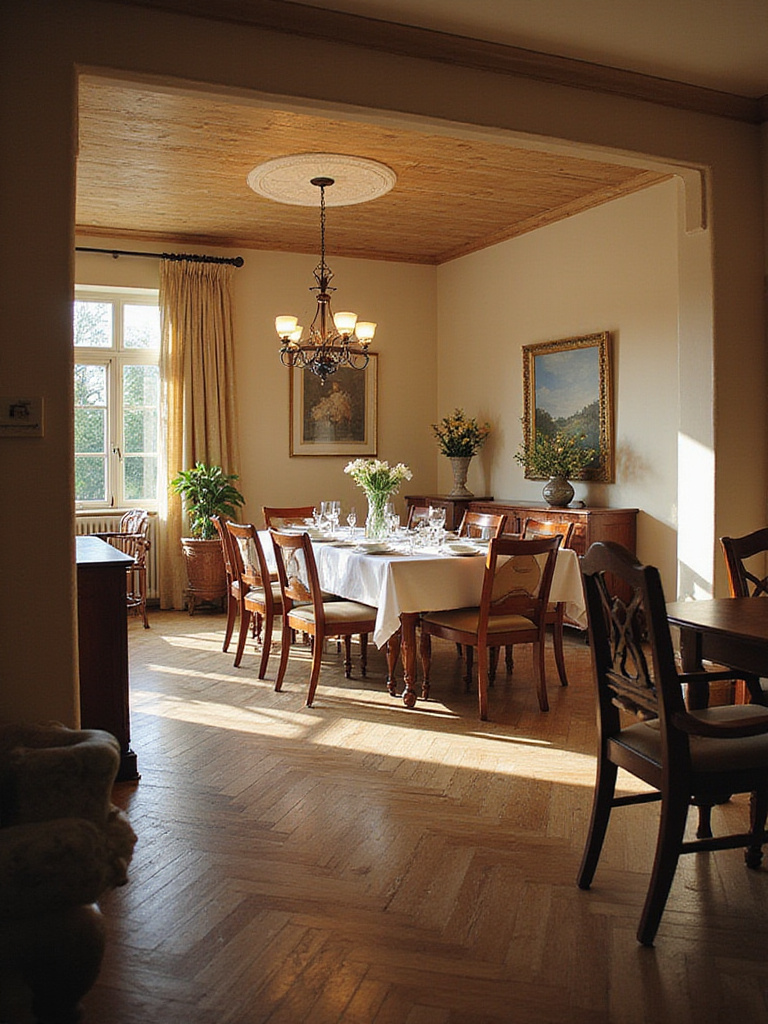 Optimized dining room layout for seamless flow and conversation.