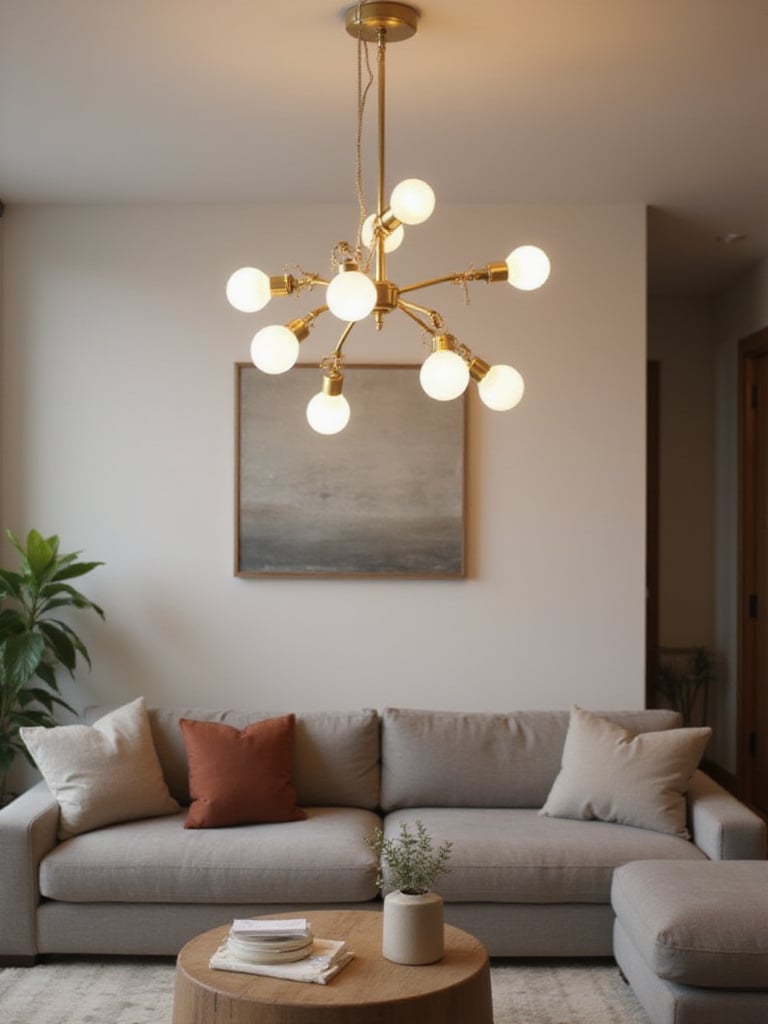 Modern living room light fixture designed for easy maintenance and bulb replacement access.