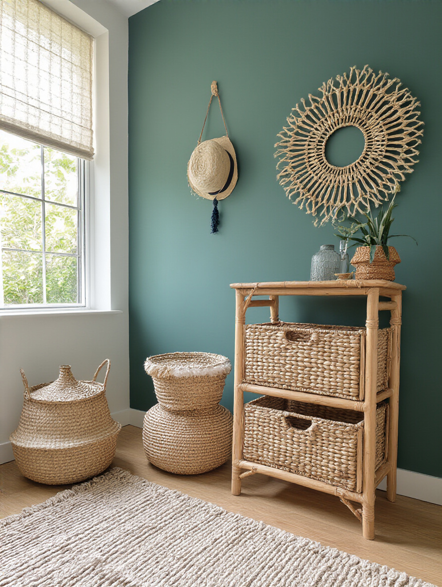 Showcase Hand-Woven Storage Baskets for Bohemian Utility for boho bedroom decorations