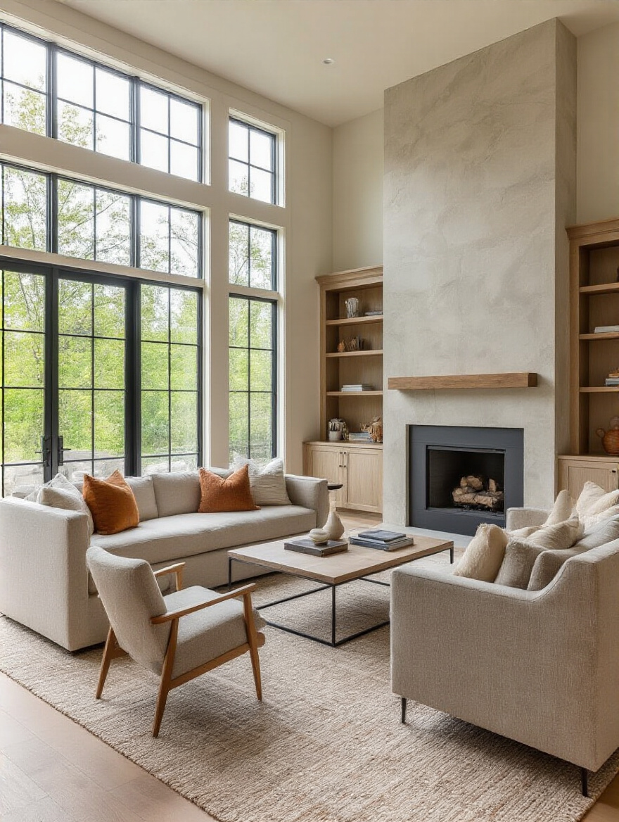 Portrait view of a living room ready for assessment with natural light