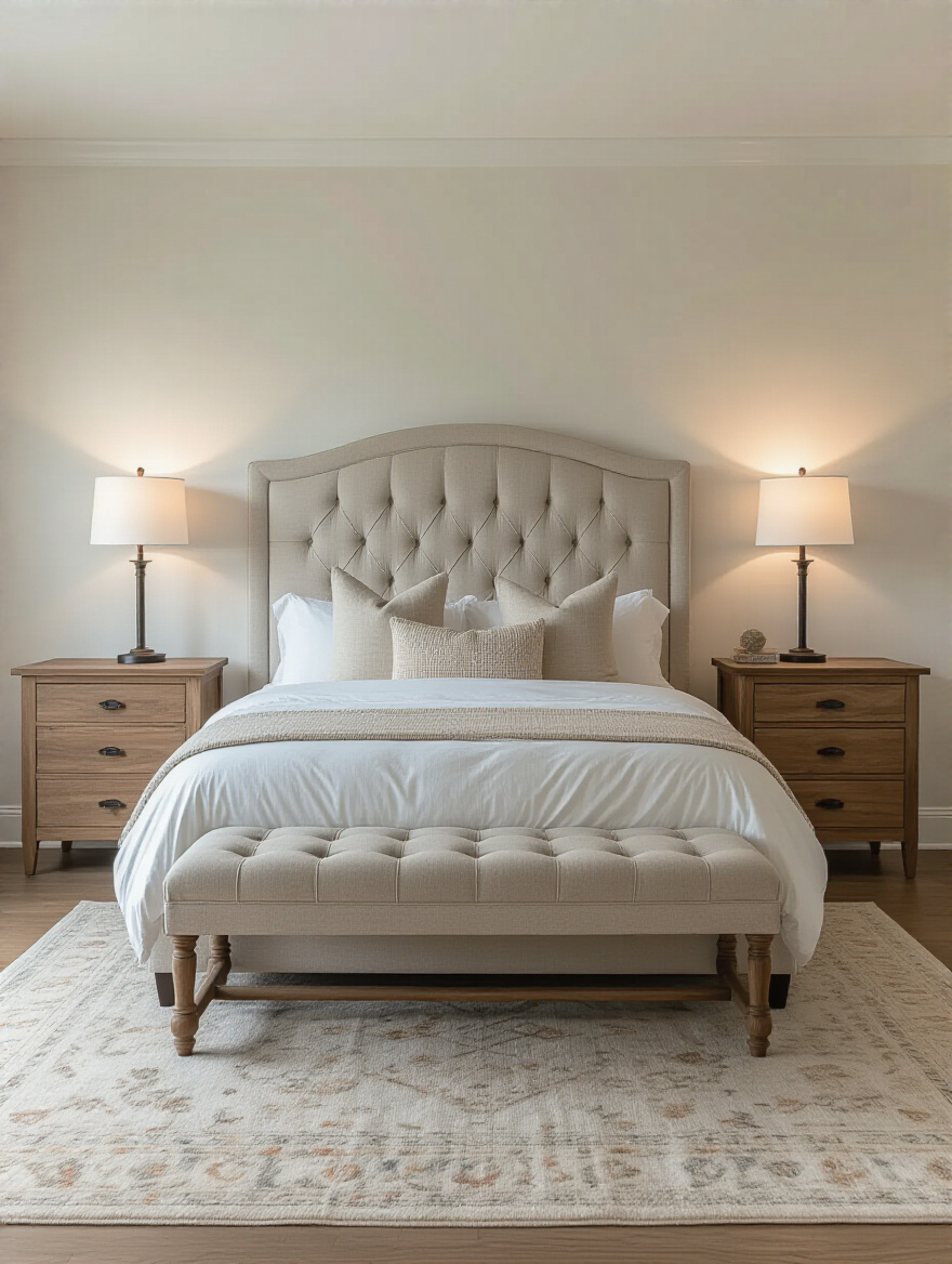Symmetrical nightstands beside a modern bed in a serene bedroom